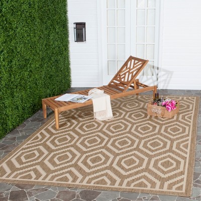 Brown and Bone Geometric Indoor/Outdoor Area Rug