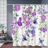 LunaLulinlk Purple Buttlefly Shower Curtain Floral Waterproof Fabric Bathroom Curtain 72x72 in - 3 of 4