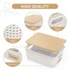 Aoibox Small 5 Quart Plastic Storage Bin with Bamboo Lid Stackable Decorative Basket Containers White 6 Pack Organizing - 3 of 4