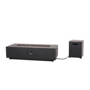 GDFStudio JasmineOutdoor 50,000 BTU Rectangular Fire Pit with Tank Holder, Brushed Black - 1 of 4