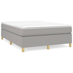 vidaXL Full Size Fabric Box Spring Bed Frame - Light Grey 76"x53.9"x13.8" - Modern Bedroom Furniture - Plywood and Engineered Wood - 1 of 4