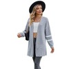 Womens Knit Sweatshirt Cardigan Stripe Color Block Open Front Lightweight Casual Cardigan - 4 of 4