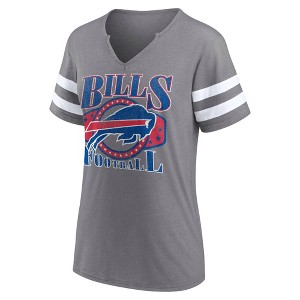 NFL Buffalo Bills Women's Gray Short Sleeve Split Neck T-Shirt - 1 of 3