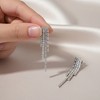 Guili Sterling Silver White Gold Plated Graduated Fringe Dangle Earrings with Sparkling Cubic Zirconia – Elegant, Chic, Perfect for Special Occasions - 3 of 3
