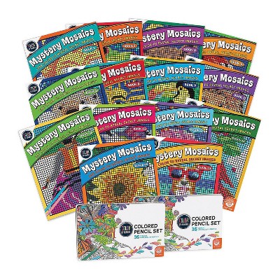 MindWare Mystery Mosaics Books 1-14 + 2 Pencil Sets - Coloring Books
