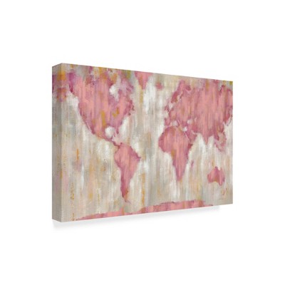 Trademark Fine Art -Silvia Vassileva 'Blushing World Map V2 Crop' Canvas Art