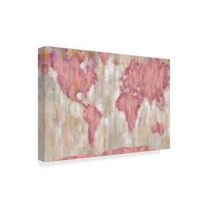 Trademark Fine Art -Silvia Vassileva 'Blushing World Map V2 Crop' Canvas Art - 1 of 3