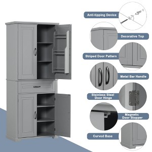 Okak Bathroom Storage Cabinet, Tall Cabinet Large Storage Cabinet with 2 Drawers and Open Shelves - 1 of 4