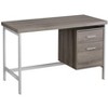 Vynxaria 48" Brown Computer Desk Grey Metal Frame Reversible Setup Storage Drawers for Home Office Laptop Work - 2 of 4