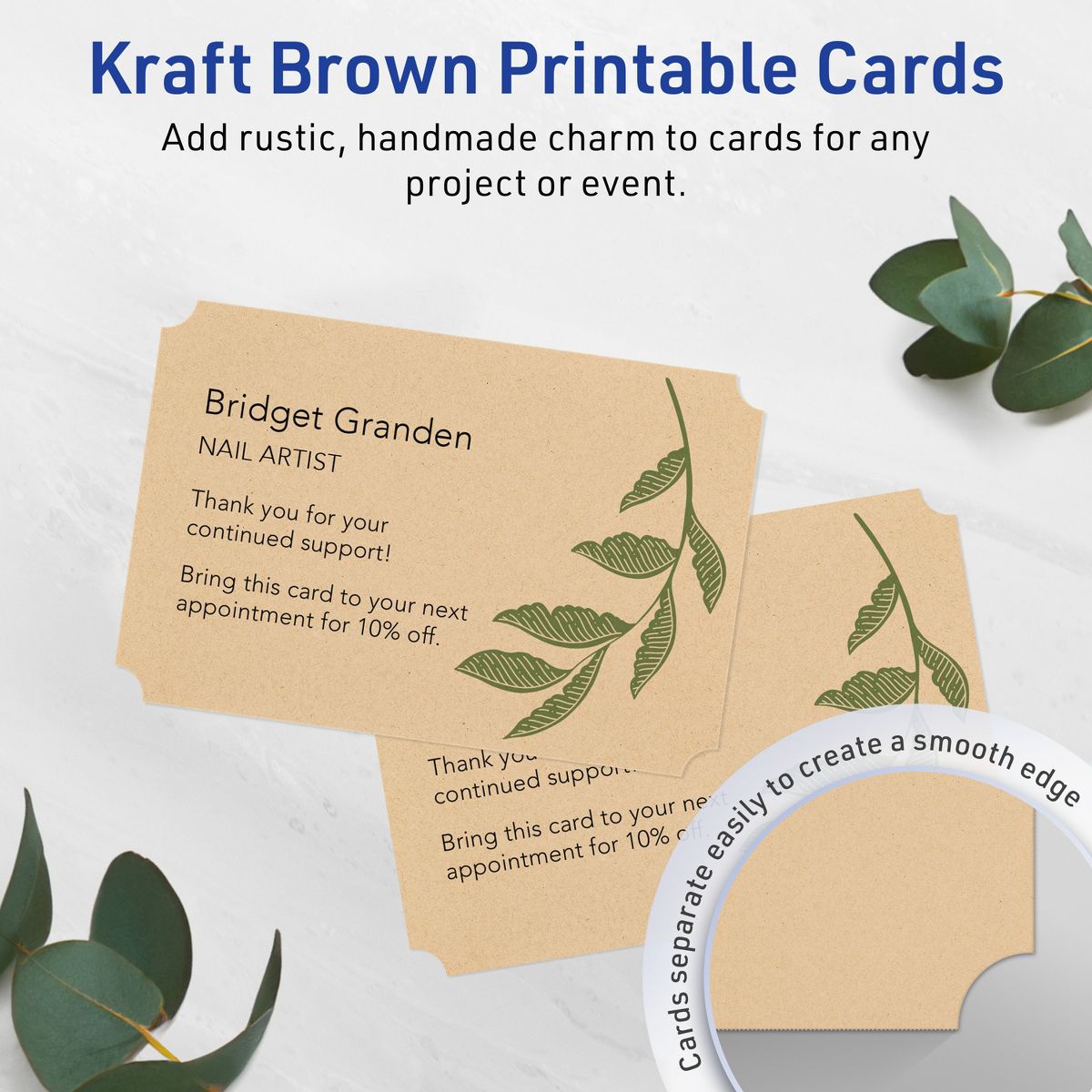 Avery Kraft Brown Invitation Cards, 5" x 7" Rectangle Scalloped Edge - thumbnail 2