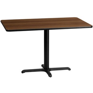 Flash Furniture 30'' x 48'' Rectangular Walnut Laminate Table Top with 23.5'' x 29.5'' Table Height Base - 1 of 2