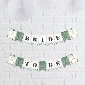 Big Dot of Happiness Boho Botanical Bride - Greenery Bridal Shower and Wedding Party Mini Pennant Banner - Bride To Be - 1 of 4