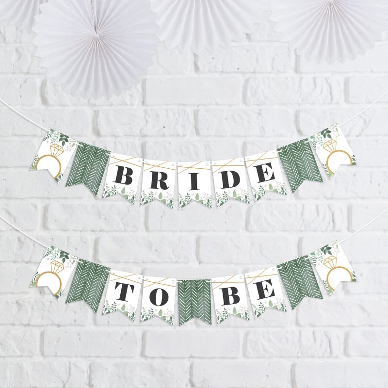 Big Dot of Happiness Boho Botanical Bride - Greenery Bridal Shower and Wedding Party Mini Pennant Banner - Bride To Be, 1 of 8