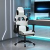 vidaXL Adjustable Gaming Chair with Footrest, Faux Leather, White and Black, Rolling Castors, 360 Degree Swivel, Sturdy Metal and Plywood Frame - 2 of 4