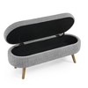 Lyngins Oval Storage Ottomanes with Rubber Wood Legs,Modern Upholstered Storage Bench,Storage Bench Benches for Living Room,Bedroom - 4 of 4