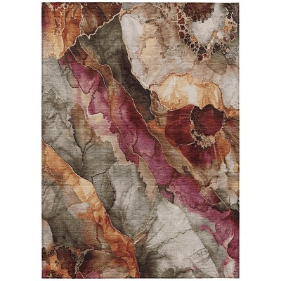 HomeRoots 8' X 10' Khaki And Blush Floral Washable Indoor Outdoor Area Rug