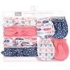 Hudson Baby Infant Girls Cotton Headband and Scratch Mitten Set, Feathers, 0-6 Months - 2 of 4