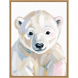 Amanti Art Polar Bear Cub by Ohkimiko  Framed Canvas Wall Art - 1 of 4