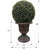 Gulches 24 Inch Ball Topiary Artificial Faux Plant Low Maintenance Indoor Outdoor Decoration with Bronze Pedestal Pot Home Office Garden - 4 of 4