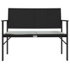 vidaXL - Modern 2-Seater Patio Bench with Cushion, Durable Poly Rattan and Steel Frame Construction, Black - Outdoor Garden and Terrace Furniture - 3 of 4