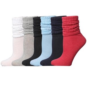 Tipi Toe Womens 6 Pairs Slouch Socks Knee High Metropolitan Spectrum Colorful Boot Socks Warm Cozy Crew Cotton Scrunch Socks - 1 of 1