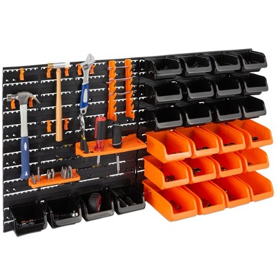 8-Bin Storage Bins Garage Rack System 2-Tier Orange Tool