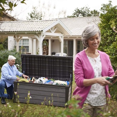 Keter Brown Lockable Plastic Wicker Outdoor Deck Box