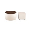 2PC Round Storage Ottoman Coffee Table Square Foot Stool Set,  2 In 1 Combination Velvet Footstool Side Table For Living Room Bedroom Office - 2 of 4