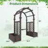 Wood Garden Arbor with Planter Boxes and Swing Outdoor Arch Trellis with Pergola for Climbing Plants Vines Grapes Backyard Wedding Party Decor - 2 of 4