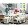 HomeStock 7-Piece Linen White Finish Solid Wood Top Dining Table with 6 Chairs - 2 of 4