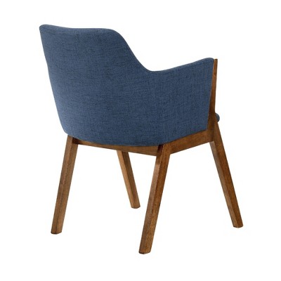 Blue Upholstered Wood Arm Chairs Set of 2