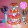 Hachikiko 4 Tier Round Acrylic Cupcake Stand with LED Light String - Large Cake Tower for Weddings, Birthday Parties | Pastry Display Holder - 3 of 4