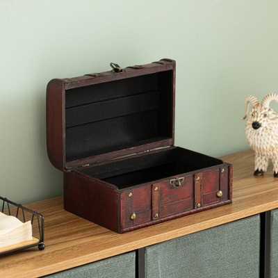 Small Cherry Wood Vintage Treasure Chest Organizer