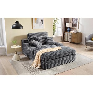 Dolonm 75" Deep Seat Lazy Sofa,Corduroy Sleeper Sofa Bed & Cloud Lounge Chair,High-Resilience Sponge,4 Pillows,for Living Room/Office - 1 of 4