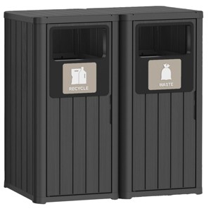SEVOBAL Double 28 Gal Outdoor Trash Can Garbage Can with Lid Waterproof Resin Garbage Patio Waste Bin Garden Backyard Deck, Black, 33.1"*16.54"*35.43" - 1 of 4