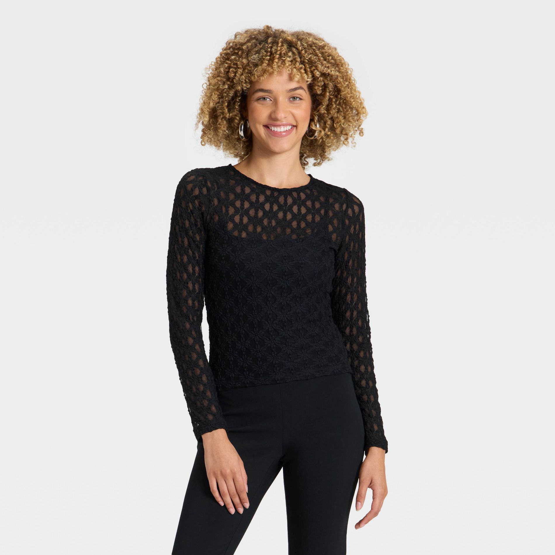 Women's Long Sleeve Lace Top - A New Day™