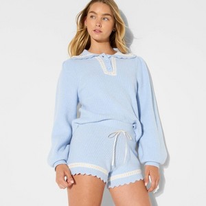 Women's High-Rise Scalloped Micro Sweater Shorts - Wild Fable™ - 1 of 3