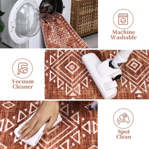 Modern Geometric Area Rug Soft Washable Rug Non Slip Non Shedding Floor Carpet, Low Pile Thin Rug, Distressed Southwestern Rug, Indoor Printed Rug - 1 of 4