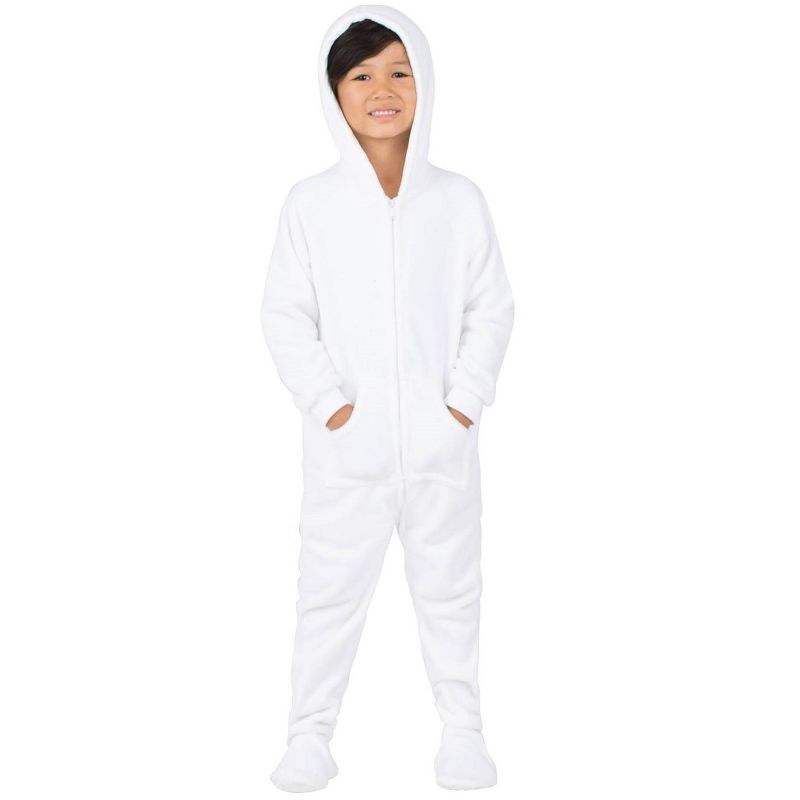 Footed Pajamas - Arctic White Toddler Hoodie Fleece Onesie, 2 of 5