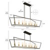 LNC Froebon 8-Light 55.1" Modern Rectangle Oversized Kitchen Island Pendant Lights, Black and Gold - 3 of 4