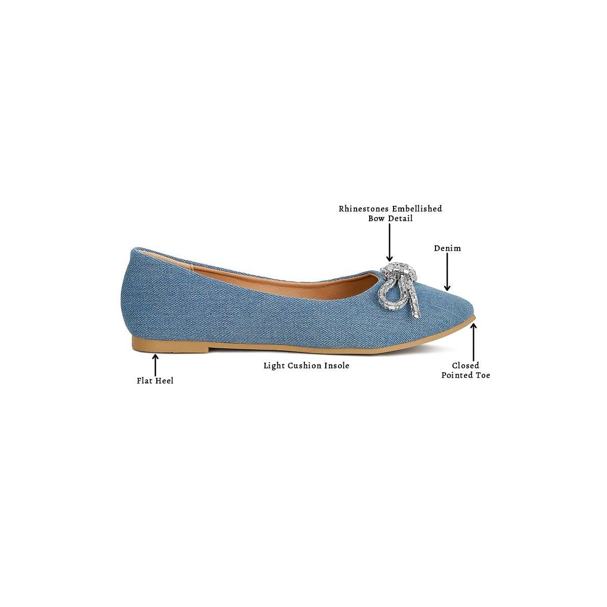 Обувь London Rag Womens Ellerby Embellished Bow Detail Ballet Flats 7 — фото 3