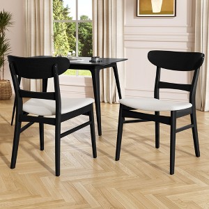 Okak Mid-Century Modern Dining Chairs Set of 2, Round Upholstered with Curved Back & Metal Legs, Boucle Kitchen Dining Room Side Chairs - 1 of 4
