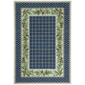 COZONY Bordered Plaid Christmas Rug, Washable Low Pile Non Slip Holiday Carpet for Living Room Bedroom Dining Room - 1 of 4