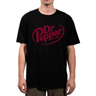 Dr. Pepper Est. 1885 Maroon Logo Adult Black Crew Neck Oversized Heavyweight Short Sleeve Tee