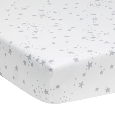 Lambs & Ivy Luna White/Gray Stars 100% Cotton Baby Fitted Crib Sheet