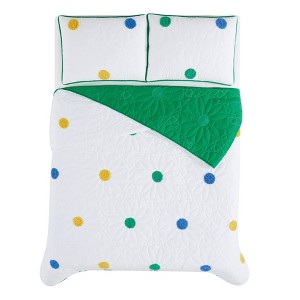 Crayola Textured Pom Pom Quilt Set White - 1 of 4