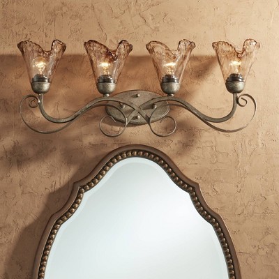 Amber Scroll Bronze 4-Light Curved Bathroom Vanity Fixture