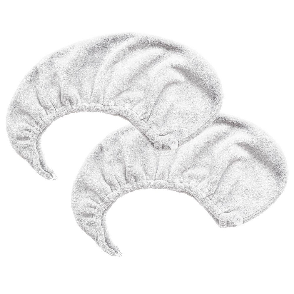 Photos - Towel MICRODRY 2pk Ultra Absorbent Quick Drying Hair /Hair Turban White: Lightweight Polyester, Flannel Texture, Machine Wash