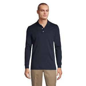 Lands' End School Uniform Men's Long Sleeve Interlock Polo Shirt - 1 of 4