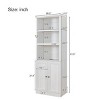 Neutral Wood Storage Cabinet with Doors and 3 Open Shelves,Built-in USB Ports,Living Room Freestanding Tower Organizer-Baofuwish - 4 of 4